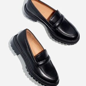 NWT - Madewell - Bradley Black Leather Lugsole Loafers - Size 9.5